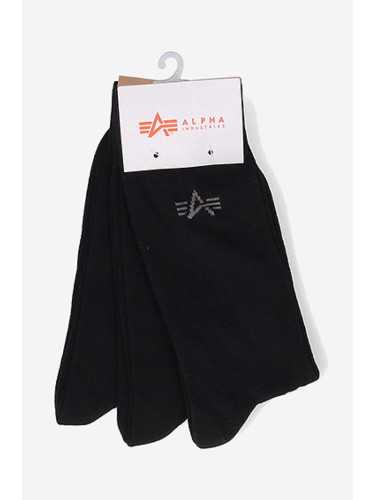 Чорапи Alpha Industries Basic Socks (3 чифта) в черно