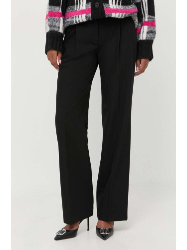 Панталон Karl Lagerfeld в черно със стандартна кройка, с висока талия