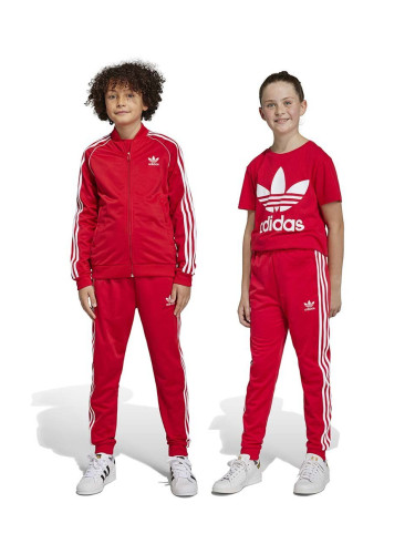 Детски спортен панталон adidas Originals в червено с десен
