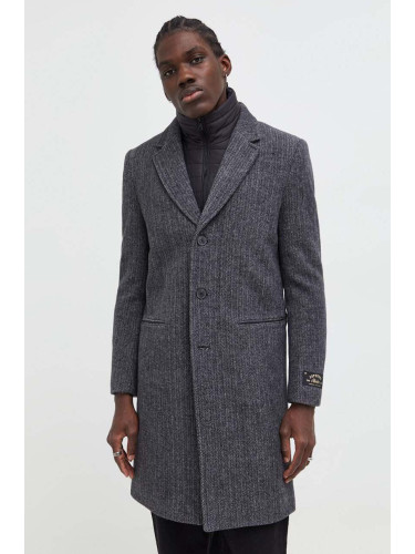 Вълнено палто Superdry в сиво преходен модел
