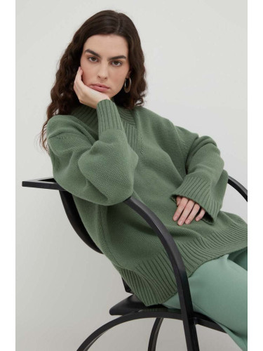 Вълнен пуловер Lovechild дамски в зелено