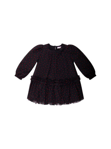 Детска рокля Pinko Up в черно среднодълга разкроена