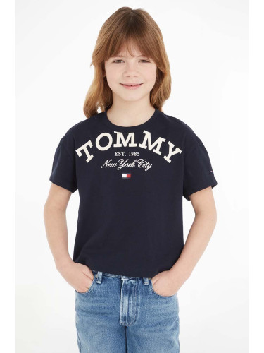 Памучна тениска Tommy Hilfiger в тъмносиньо
