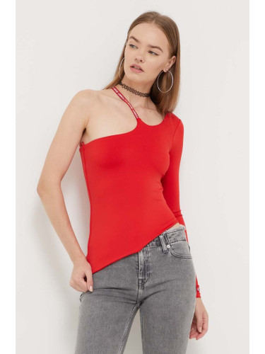 Блуза с дълги ръкави Tommy Jeans в червено DW0DW16502