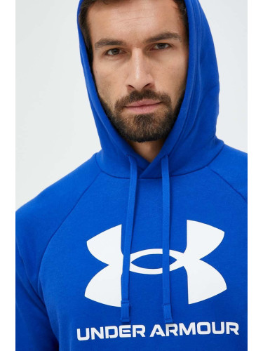 Суичър Under Armour в синьо с качулка с принт