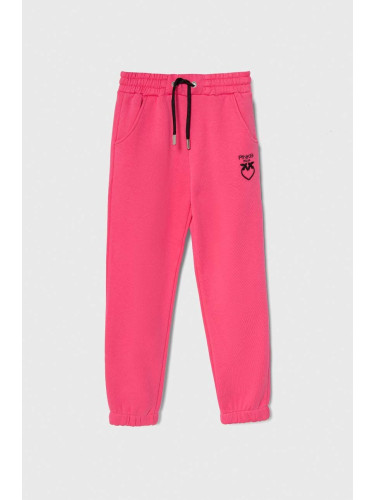 Детски памучен спортен панталон Pinko Up в лилаво с принт
