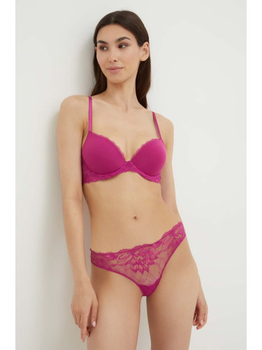 Сутиен Calvin Klein Underwear в лилаво с изчистен дизайн 000QF6394E