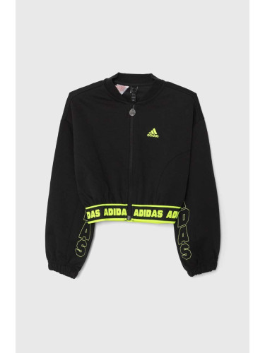 Детски суичър adidas JG D CROP BMBER в черно с принт