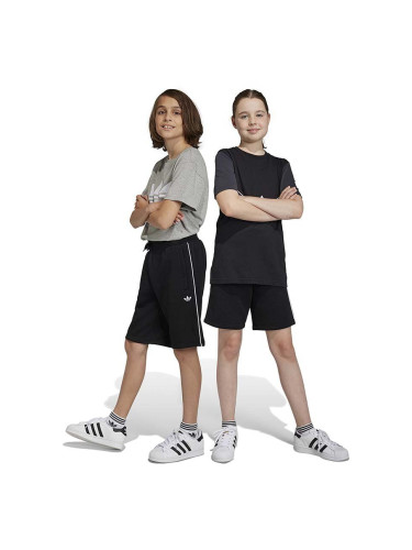 Детски къси панталони adidas Originals в черно с изчистен дизайн с регулируема талия