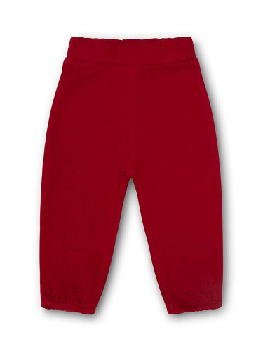 Детски памучен панталон That's mine в бордо с изчистен дизайн