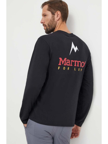 Спортна блуза с дълги ръкави Marmot Marmot For Life в черно с принт