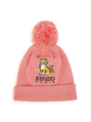 Детска шапка с кашмир Kenzo Kids в розово