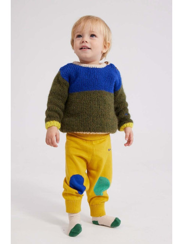 Бебешки памучен спортен панталон Bobo Choses в жълто с изчистен дизайн