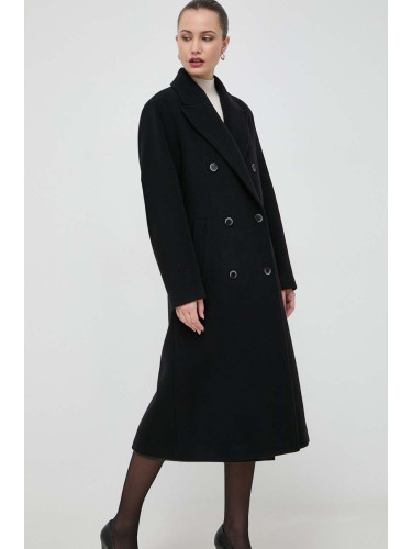 Вълнено палто Beatrice B в черно преходен модел с двуредно закопчаване