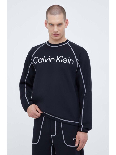 Суичър за трениране Calvin Klein Performance в черно с принт