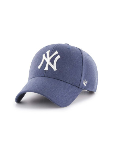 Шапка с козирка с вълна 47brand MLB New York Yankees в лилаво с апликация