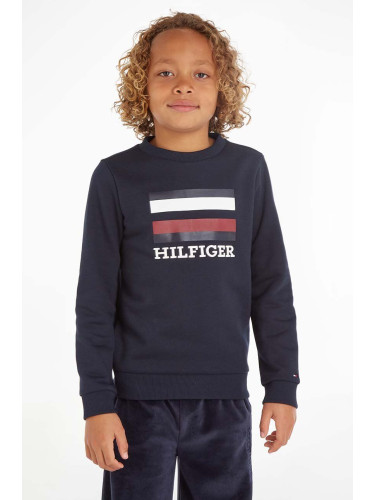 Детски суичър Tommy Hilfiger в тъмносиньо с принт