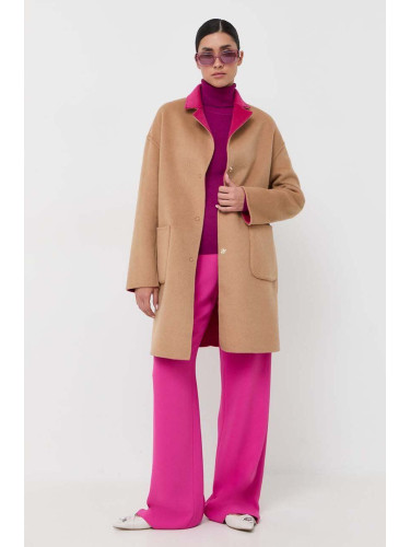 Вълнено палто с две лица Liu Jo в розово преходен модел
