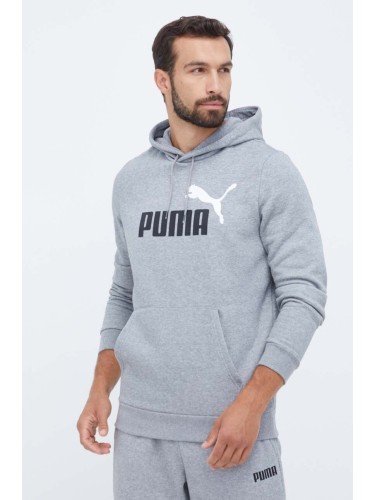 Суичър Puma в сиво с качулка с принт