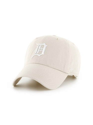 Памучна шапка с козирка 47 brand MLB Detroit Tigers в бежово с апликация