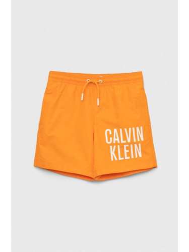 Детски плувни шорти Calvin Klein Jeans в оранжево