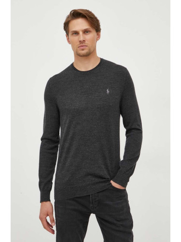 Вълнен пуловер Polo Ralph Lauren мъжки в сиво