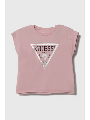 Детска тениска Guess в розово