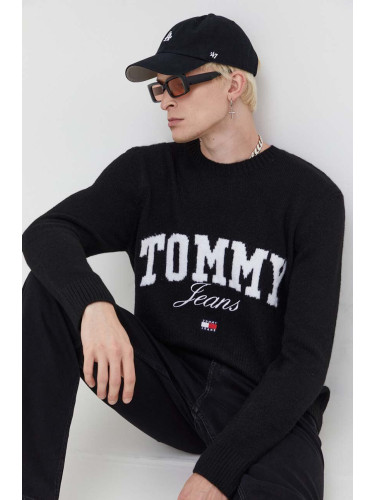 Пуловер Tommy Jeans мъжки в черно