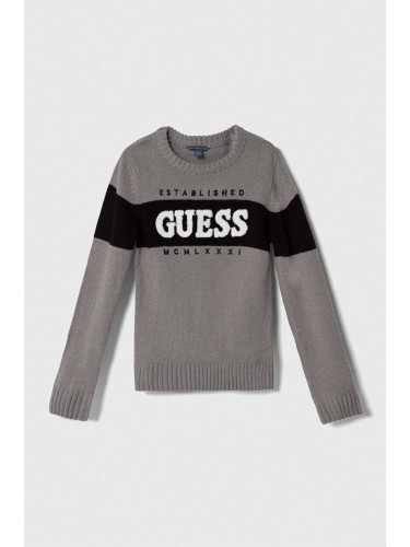 Детски пуловер Guess в сиво