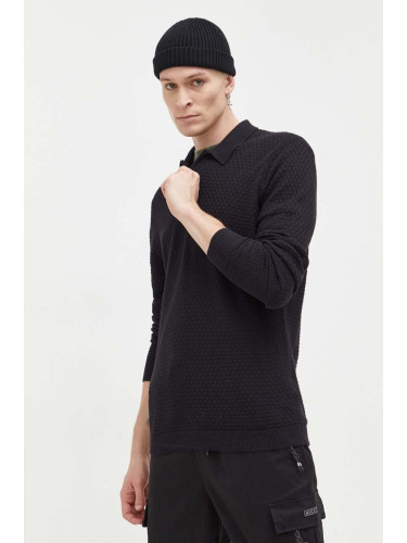 Пуловер Hollister Co. мъжки в черно от лека материя