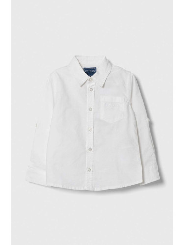 Детска памучна риза Guess в бяло