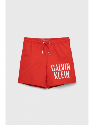 Детски плувни шорти Calvin Klein Jeans в бордо