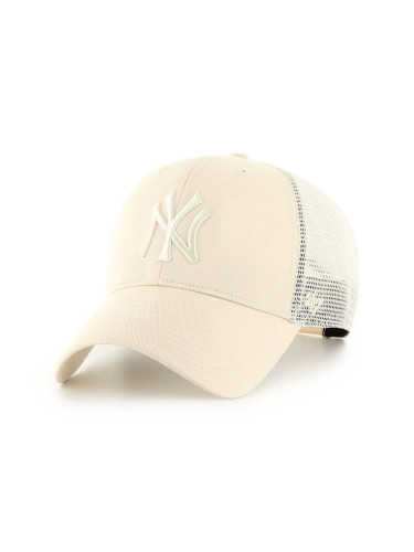 Шапка с козирка 47 brand MLB New York Yankees в бежово с апликация  B-BRANS17CTP-NT