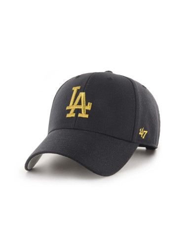 Шапка с козирка с вълна 47 brand MLB Los Angeles Dodgers в черно с апликация