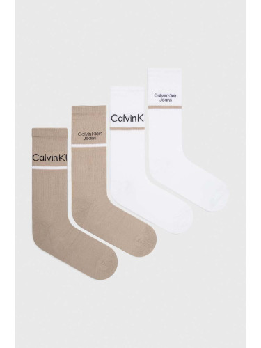 Чорапи Calvin Klein Jeans (4 броя) в бежово