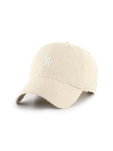 Памучна шапка с козирка 47 brand MLB Los Angeles Dodgers в бежово с апликация