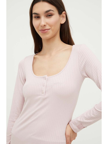 Домашна блуза с дълги ръкави Guess SAMANTHA в розово O3BP01 KBXB2