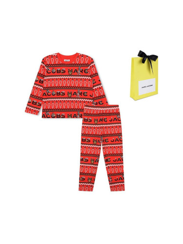 Детска памучна пижама Marc Jacobs x Looney Tunes в червено с десен