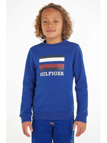 Детски суичър Tommy Hilfiger в тъмносиньо с принт