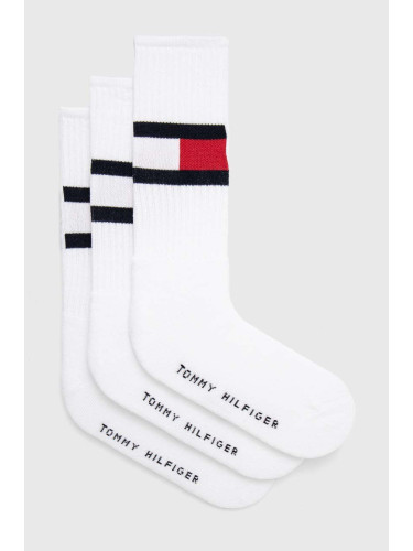 Чорапи Tommy Hilfiger (3 броя) в бяло