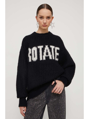 Вълнен пуловер Rotate дамски в черно от топла материя