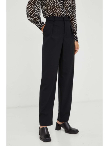 Панталон с вълна BA&SH в черно със стандартна кройка, с висока талия
