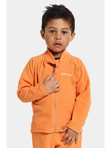 Детски суичър Didriksons MONTE KIDS FULLZIP в оранжево с изчистен дизайн