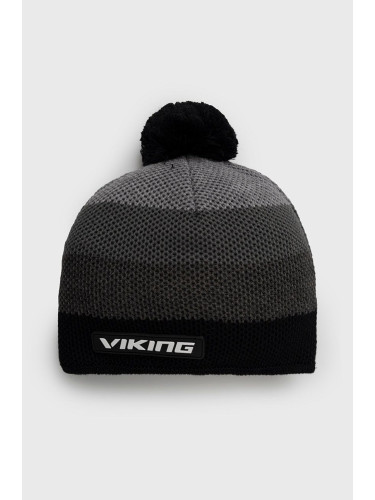 Вълнена шапка Viking Flip в сиво от вълна