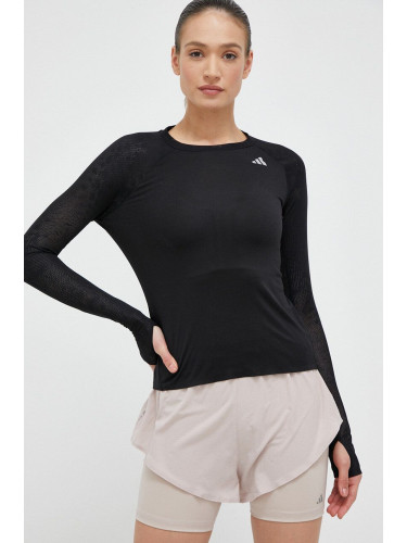 Блуза с дълги ръкави за бягане adidas Performance Adizero в черно