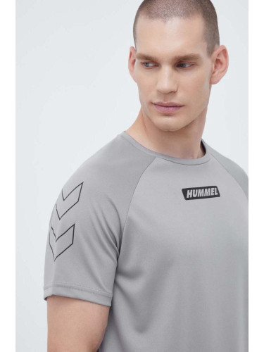 Тениска за трениране Hummel Topaz hmlTE T-SHIRT в сиво с принт