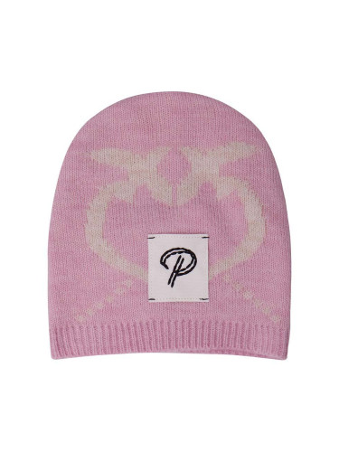 Детска шапка с вълна Pinko Up в розово с фина плетка