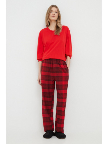 Пижама Calvin Klein Underwear дамска в червено от памук