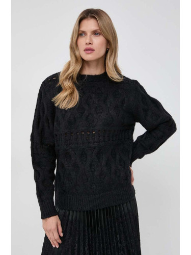 Пуловер с вълна Silvian Heach дамски в черно