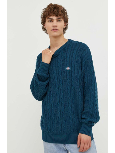 Памучен пуловер Dickies в тъмносиньо от лека материя